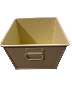 Pottery barn kids lemon yellow metal storage box handles nursery single